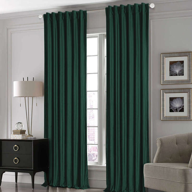 Mckyla Velvet Room Darkening Curtain Pair, 50" W  x 96" L, Teal