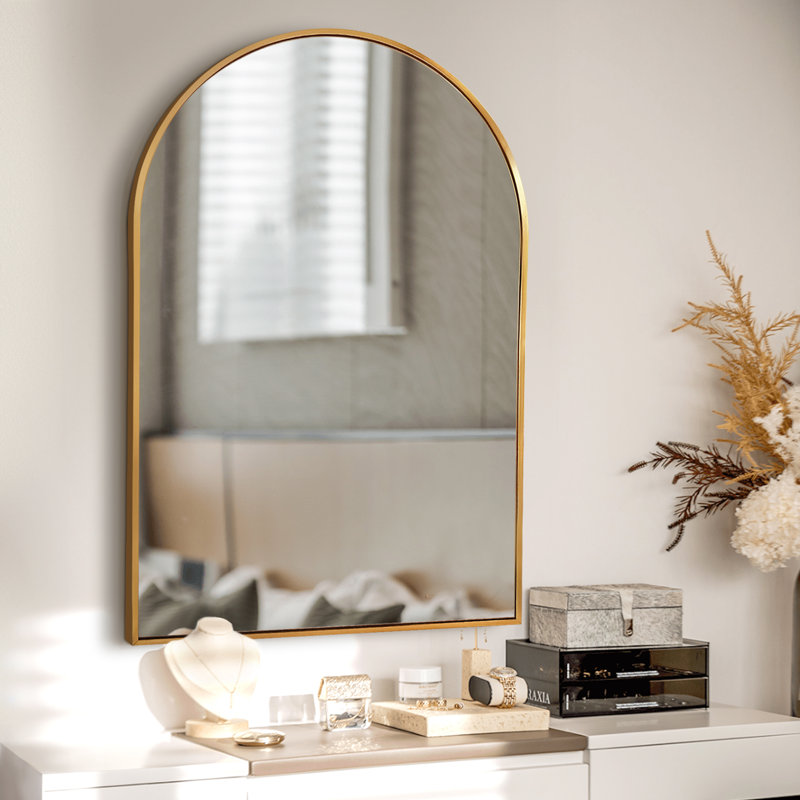 Zakria Aluminium Arch Wall Mirror, 36" x 24", Gold