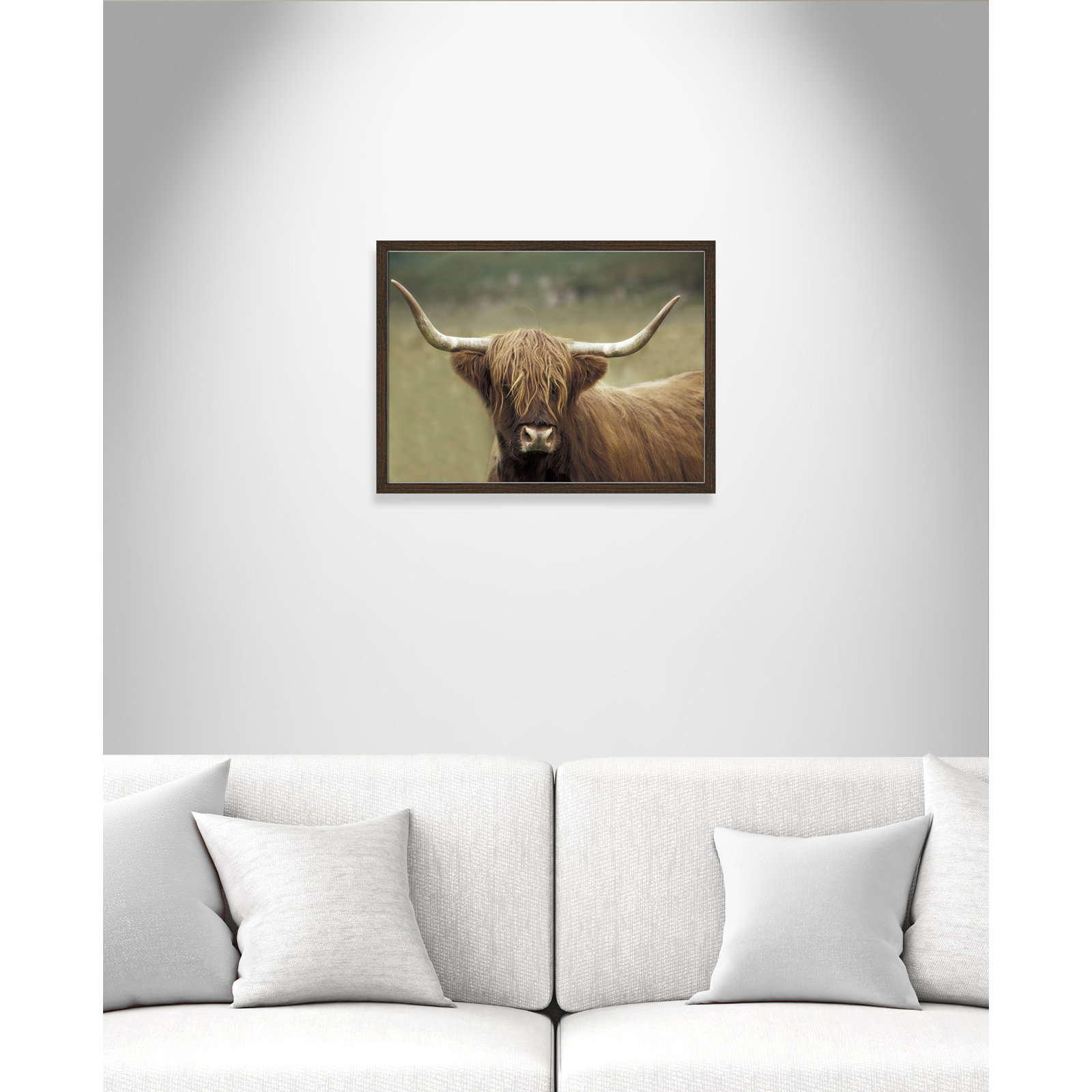 Frederic "Highland Afternoon" Print, 17" H x 23" W x 0.75" D, Walnut Wood Grain Framed