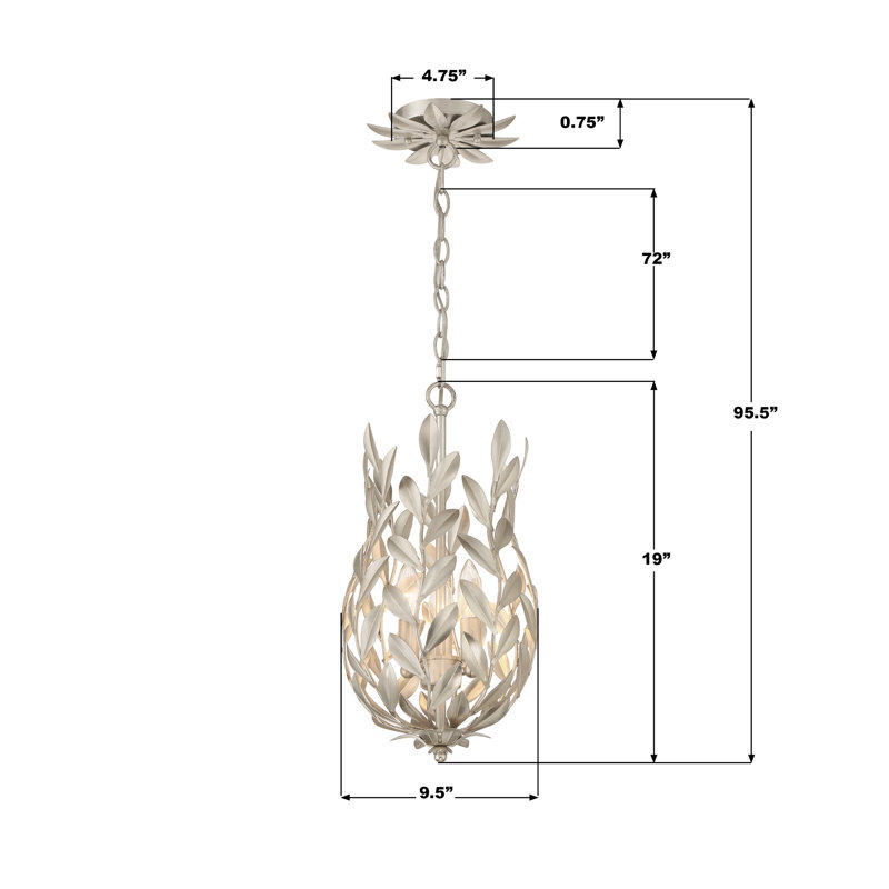 Mini-luminaire suspendu 3 lumières Taliaferro, Argent argent