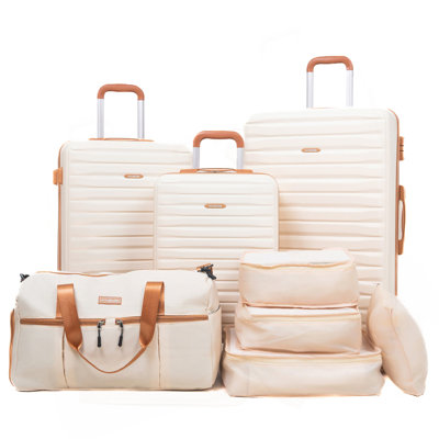 8-Piece Set (20"24"28 +19"fitness bag+4-piece storage bag) ,Hard Case Spinner Wheels ABS Luggage Sets with TSA Lock Carry On Suitcase Luggage Durable