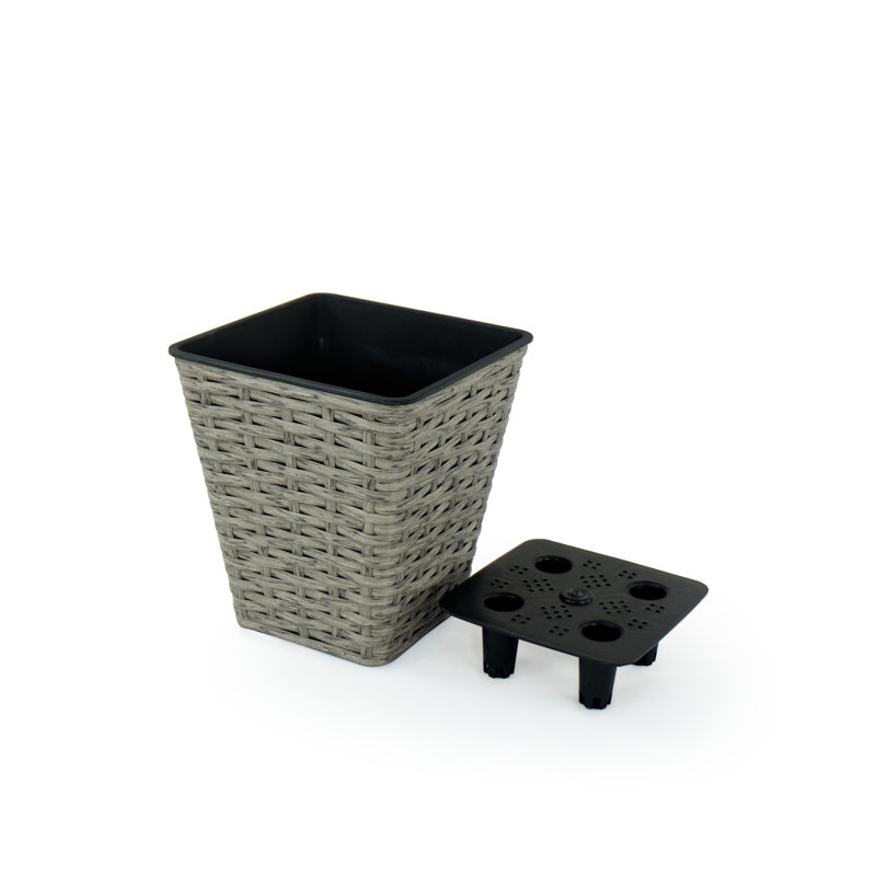2 Hand Woven Self-Watering Planters - Gray For Indoor And Outdoor Beauty Build Handcrafted Indoor/Outdoor Frost Resistance Built-In