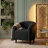 Accent Barrel Chair, Modern Furry Teddy Fabric Club Chair, Upholstered Armchair With A Side Pocket For Living Room/Bedroom/Reception Room, Teddy Black-994514533