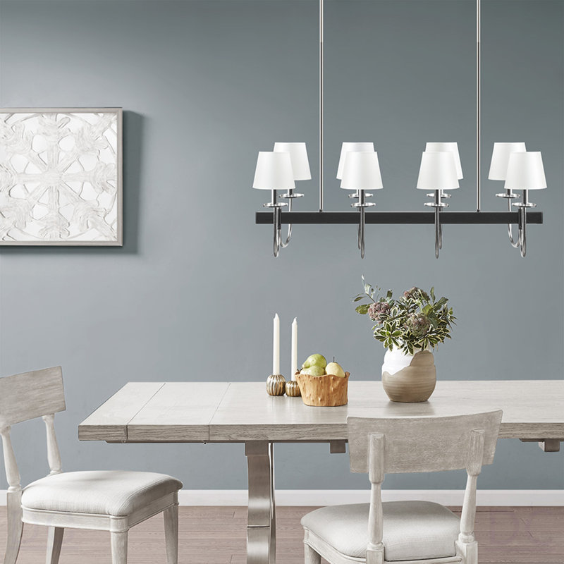 Lustre traditionnel 8 lumières avec abat-jour tambour