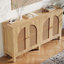 Buffet en rotin à buffet avec 4 portes, console de rangement pour la cuisine de ferme, armoire d'appoint