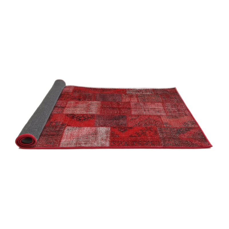 Tapis de zone rouge contemporaine, Rond 7 pi