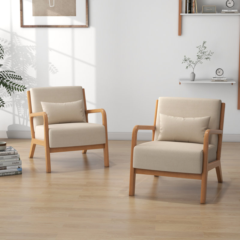 Chaise d'appoint Jyrin, Coton / lin beige, Naturel