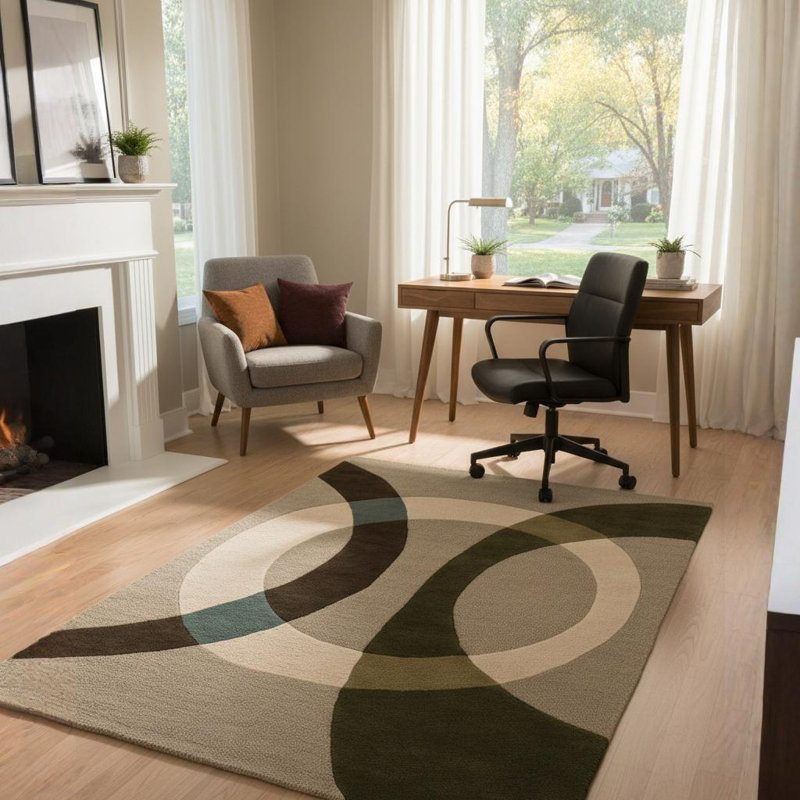 Bense Garza Tan Area Rug, Brown/Cream/Green/Tan, Rectangle 7'9" x 10'6"