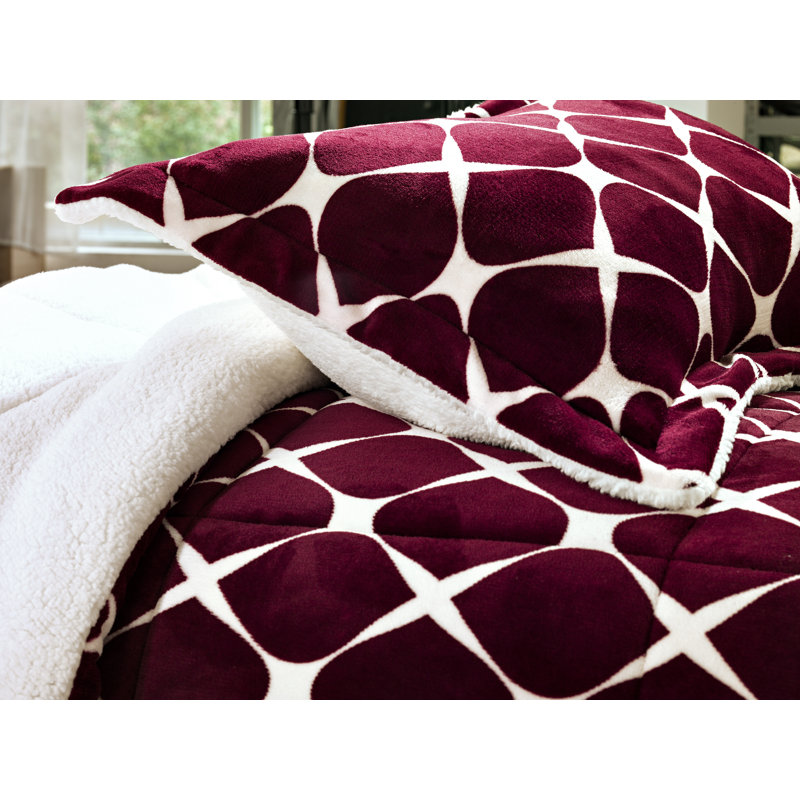 Geometric Shapes Comforter, Burgundy, Twin Comforter + 2 Shams