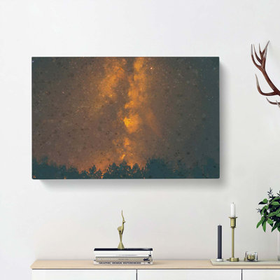 Flaming Stars over the Forest in Abstract - Wrapped Canvas