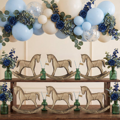 Ensemble de 6 pièces de décorations de cheval à bascule en bois vintage