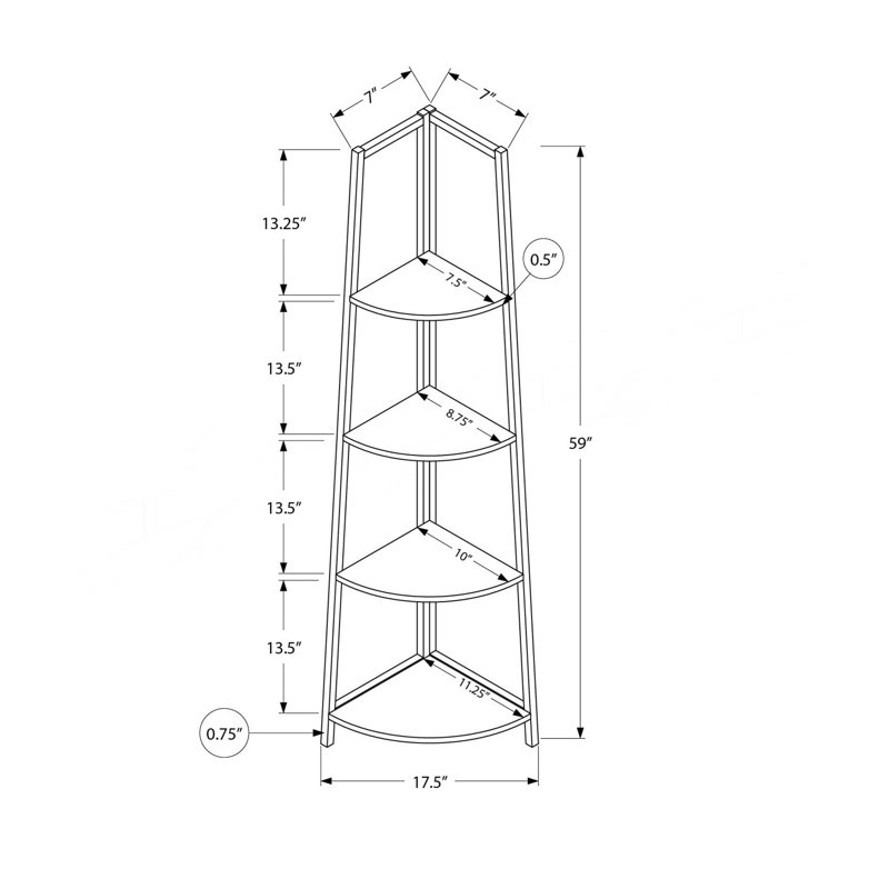 Corner 4-Tier Etagere Bookcase