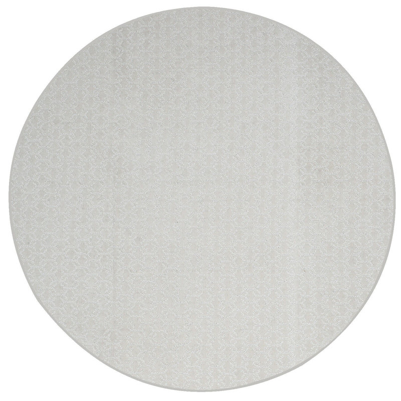Tapis ivoire à motif géométrique, Rond 9 pi