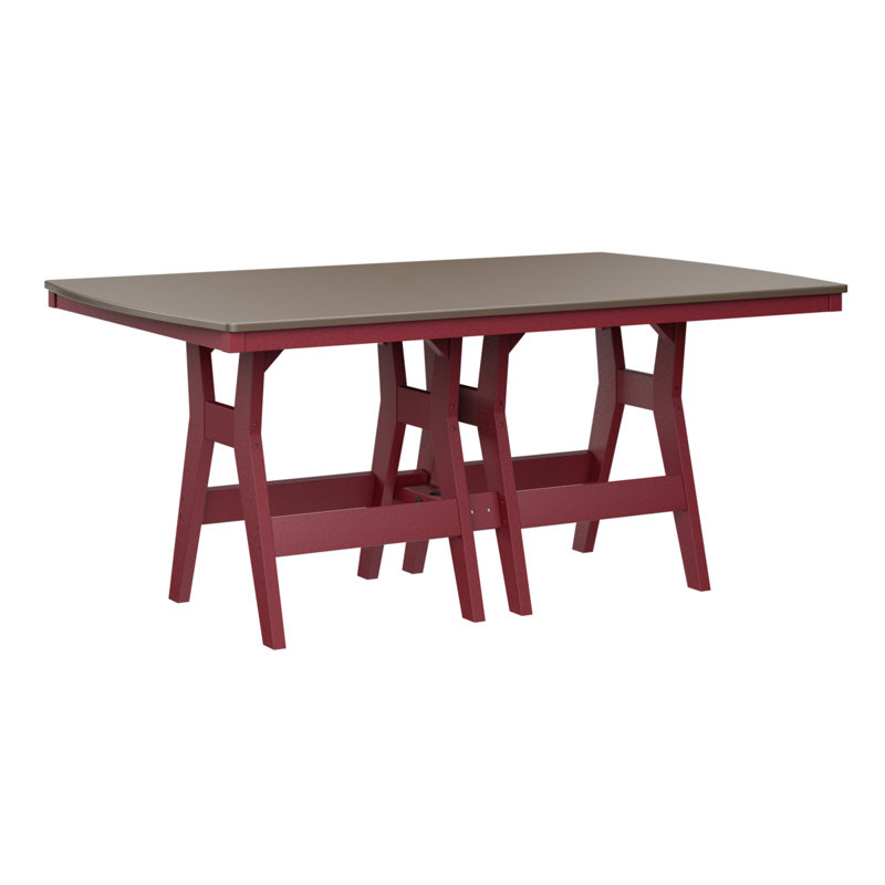 Berlin Gardens Harbour 72″ Rectangular Counter Height Table, Hammered Top Bronze, Scarlet Red, 35.5" H x 72" W x 44" D