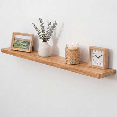Rustic Wood Wall Floating Shelf with Rounded Corners, Wall Mount Storage & Display Shelving