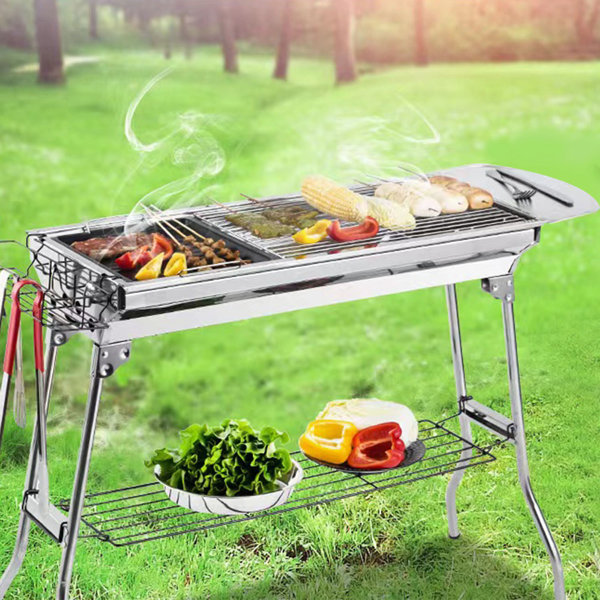 BBQ Pan Foldable Handle Cookout Wok Portable Easy Cleaning Camp Cooking  Supplies