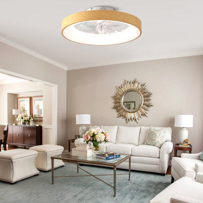 20'' Low Profile Ceiling Fans with Lights and Remote Modern Flush Mount Wood Ceiling Fan for Bedroom