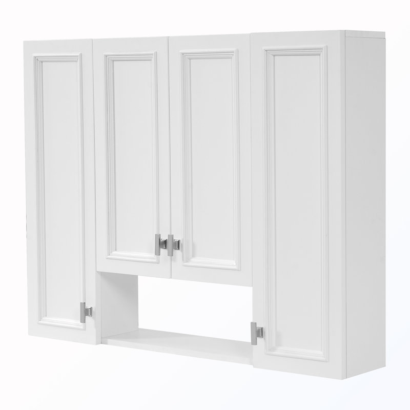 Wallmounted Softclosing Bathroom Cabinet With Adjustable Shelves, White