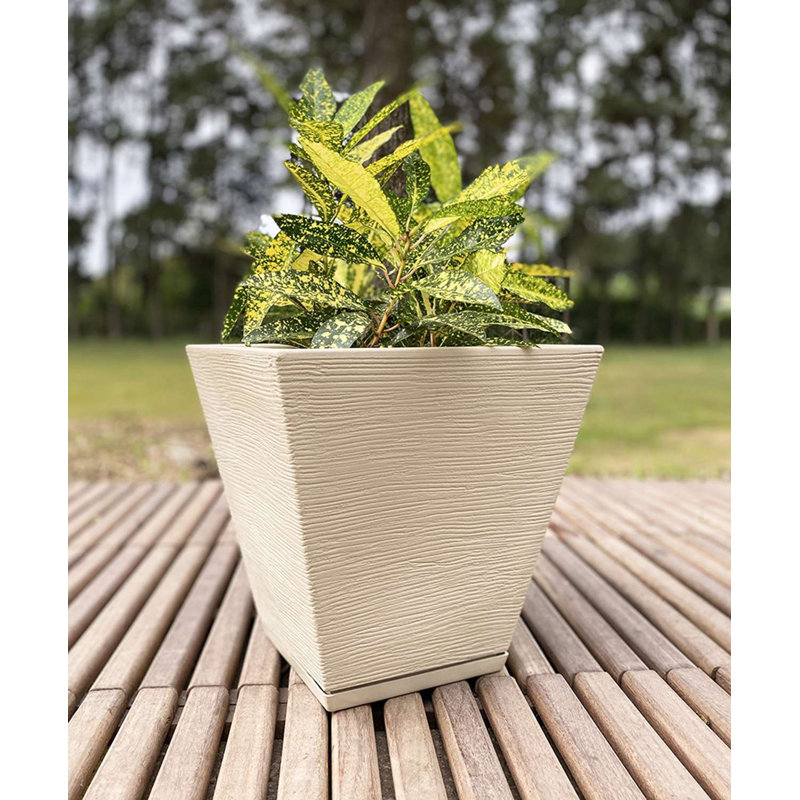 Pot à fleurs en résine Zurique, Beige, H 13,39 po x l 13,78 po x P 13,78 po