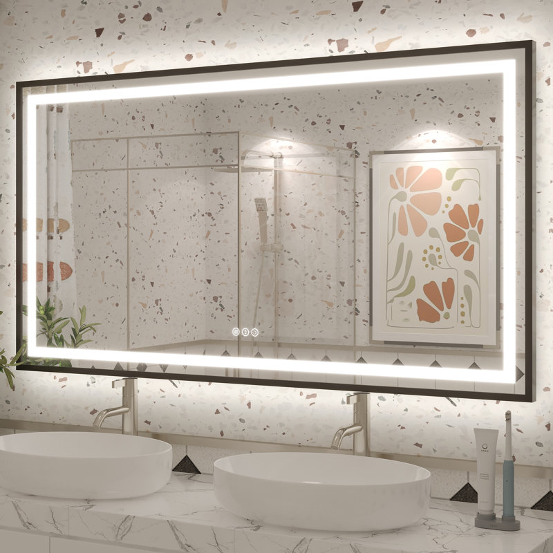Miroir de salle de bain Molly Framelss, 55 po x 30 po, Noir