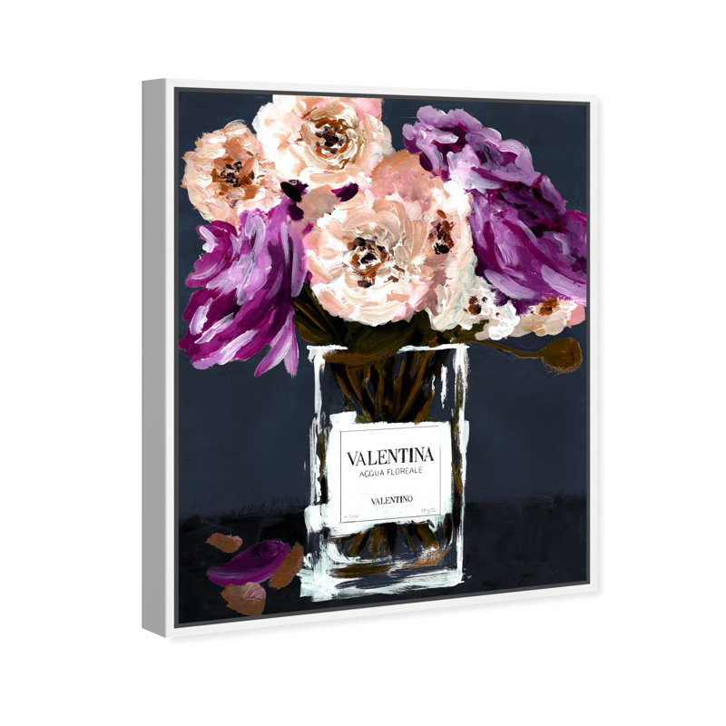 Acqua Florale Deep Florals - Peinture, Toile avec cadre blanc, H 24 po x l 16 po