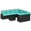 Ensemble de canapé de jardin Vidaxl 9 pièces noir et turquoise 55 x 55 x 37 cm-1854141621