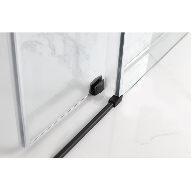 Kamaya Matte Black Frameless Sliding Shower Enclosure