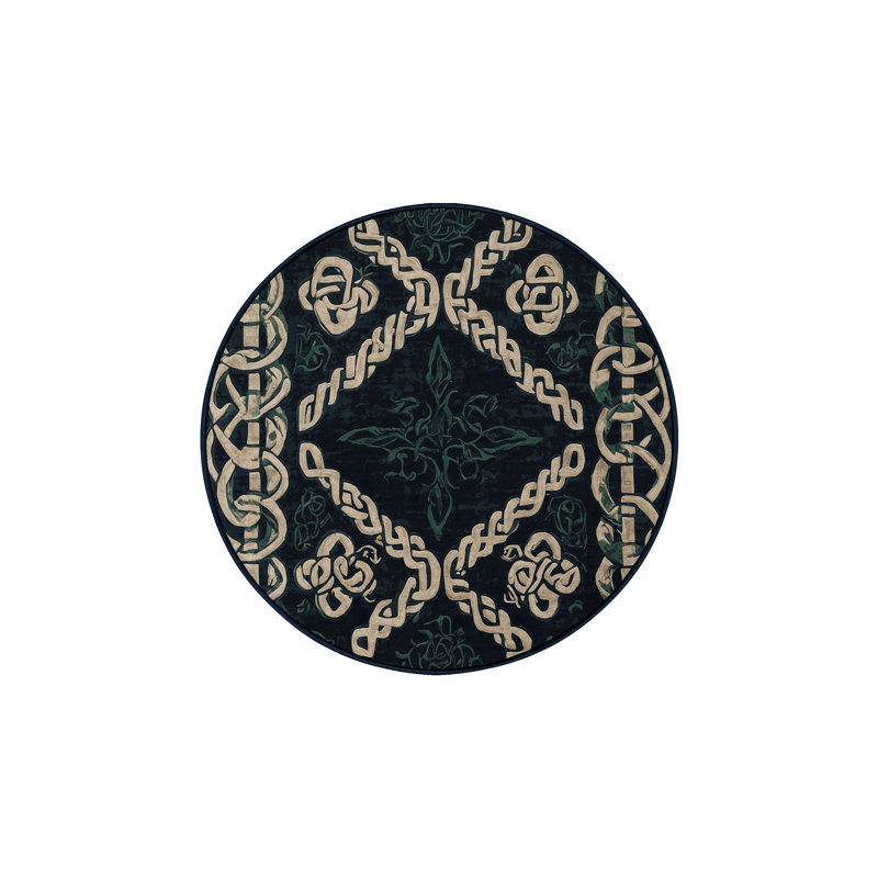 Tapis gris lavable à la machine, Rond 3 pi
