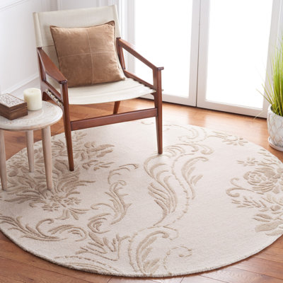 Jardin Hand Tufted Wool/Cotton Floral Rug in Ivory/Beige