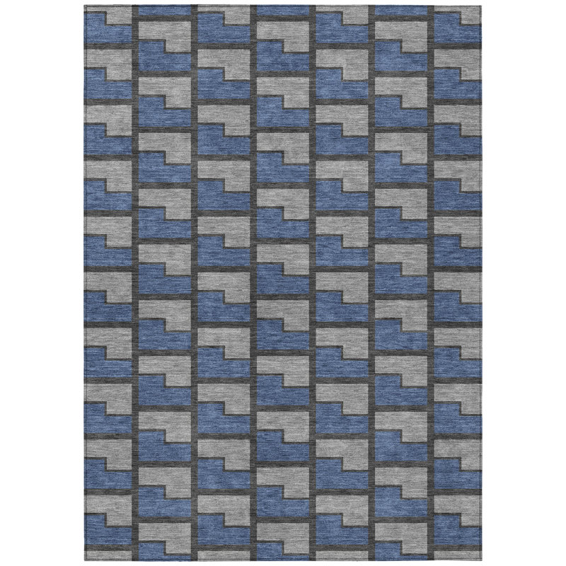 Machine Washable Indoor/Outdoor Lipman ACN2416 Geometric Rug, Rectangle 10' x 14'