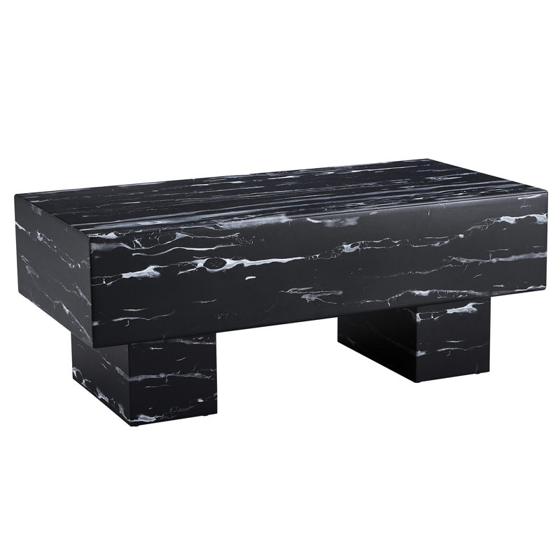 La table basse à texture noire de 43,3 po x 21,6 po x 17,2 po ajoute de l'élégance à un salon moderne, pratique et attrayant
