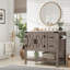 Ensemble de meuble-lavabo de salle de bain avec lavabo 36,6 po Chimira, gris rustique-742536489-761765469
