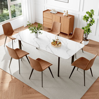 Ensemble de table de salle à manger 7 pièces en MDF, table carrée extensible, ensemble de table à manger de cuisine moderne, table de salle à manger avec 6 chaises