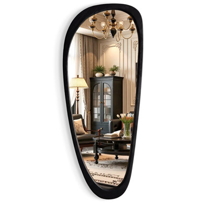 Miroir mural décoratif asymétrique, cadre en bois massif - Miroir Boho moderne pour vestibule ou meuble-lavabo