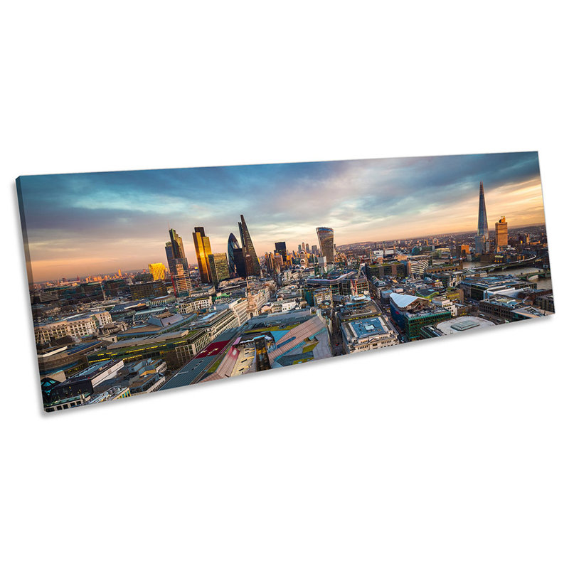 London Skyline City - Wrapped Canvas Panoramic Print, 30.48cm H x 91.44cm W