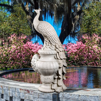 Staverden Castle Peacock Animals Weather Resistant UV Resistant Polyresin Garden Statue