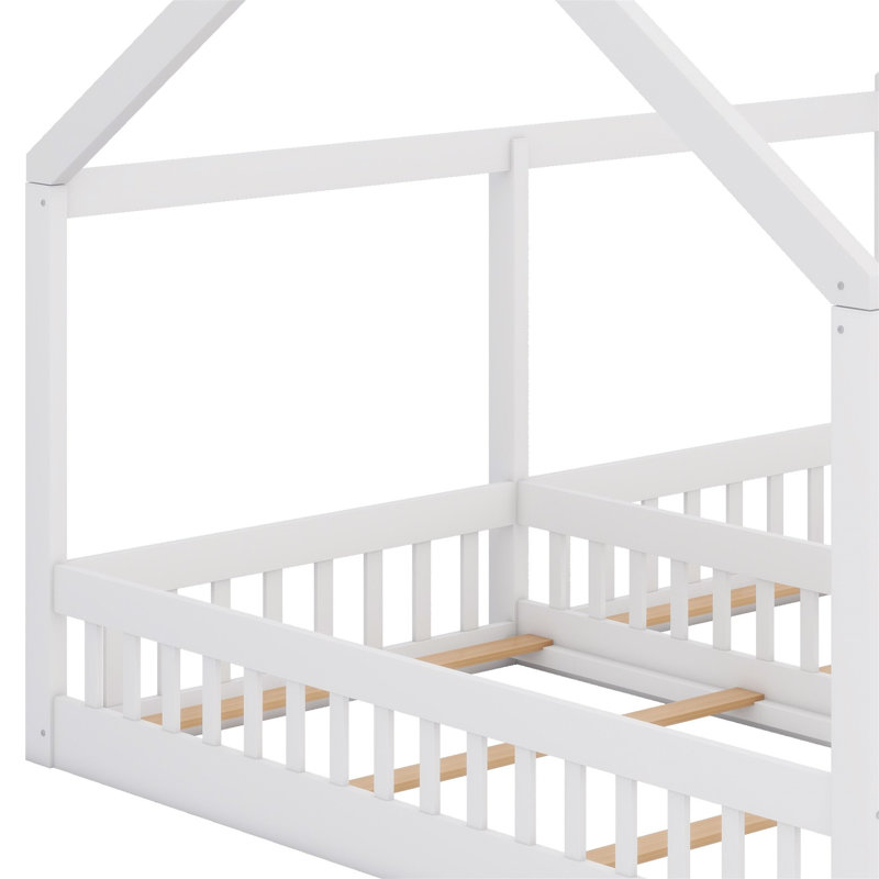 Lit plateforme House, deux lits partagés, blanc