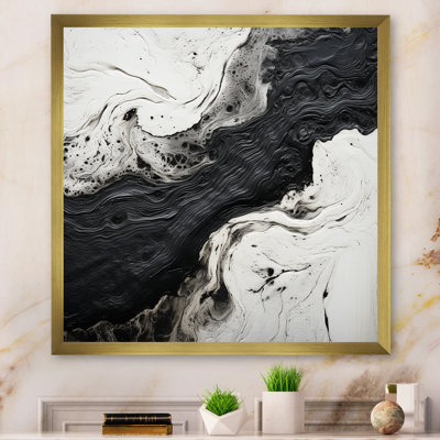 Art mural noir et blanc River I - Formes abstraites pour le salon