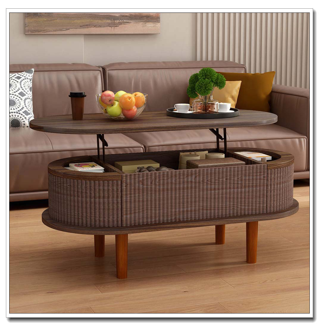 Latitude Run® Modern Oval Lift Top Coffee Table with Hidden Compartment ...