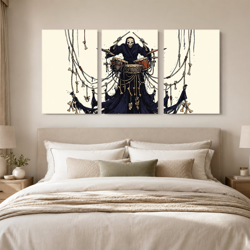 Ensemble de 3 toiles suspendues Grim Reaper, 36"H x 24"W x 3pcs