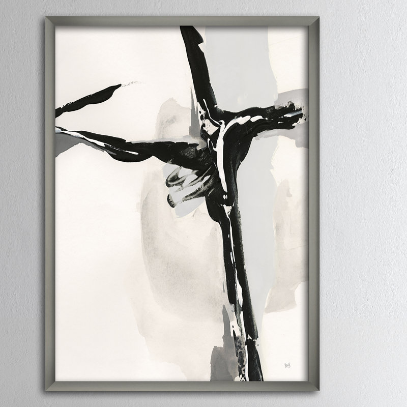 « abstract neutral ii »-image image sur toile, H 40 po x l 30 po x P 1,5 po, Cadre argenté