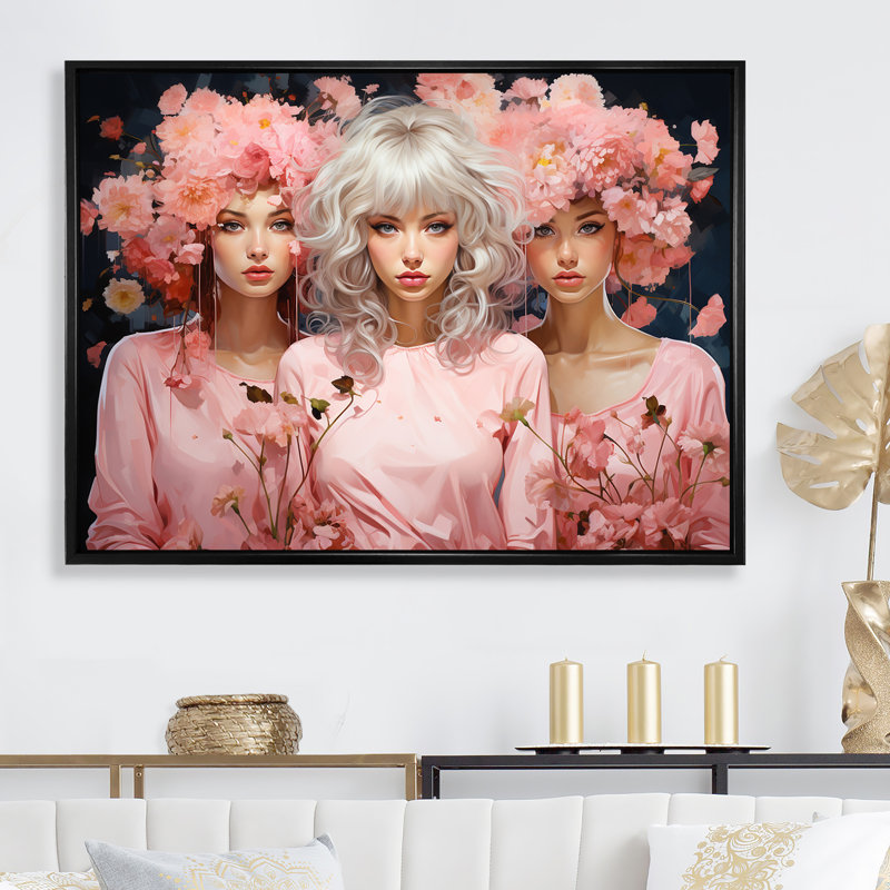 Perruques fantaisistes - Portrait sur toile, H 12 po x l 20 po x P 1 po, Cadre flottant noir