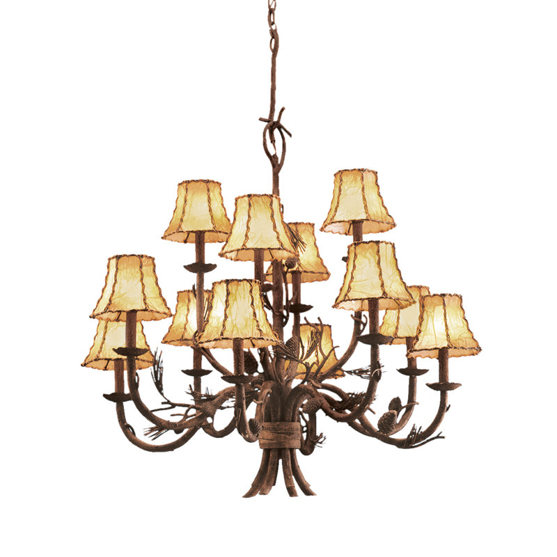 Lustre Ponderosa 12 LT Ponderosa Kalco, Enveloppé de cuir
