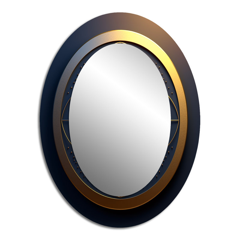 Sacramental Blue Sacred Geometry Seal - Modern Oval Wall Mirror, 40" x 30"