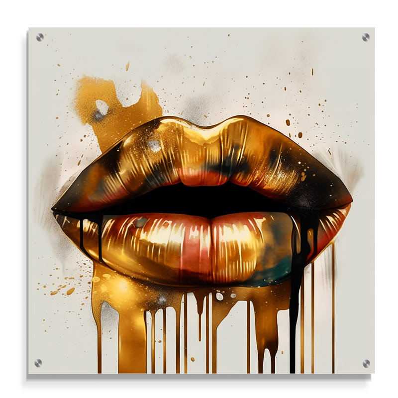 Or doré de luxe I - art mural acrylique, H 16 po x l 16 po