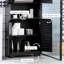 Armoire de salle de bain noire avec 2 armoires et tablette réglable - Rangement étroit élégant