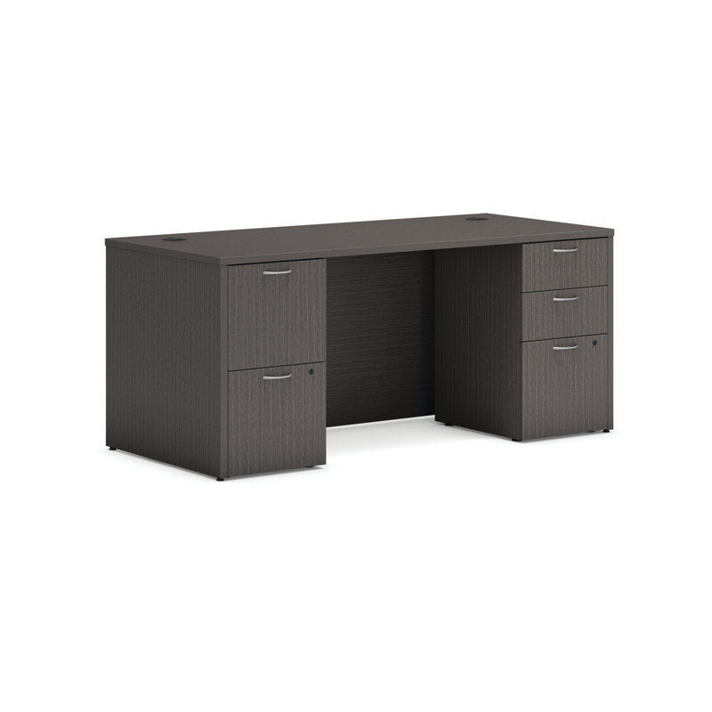 Bureau à double caisson MOD, H 29 po x l 66 po x P 30 po, Teck ardoise
