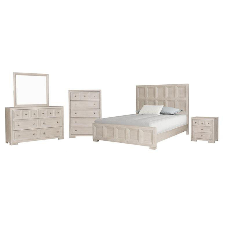 Ensemble de chambre avec grand lit, table de chevet, commode et commode Kizie