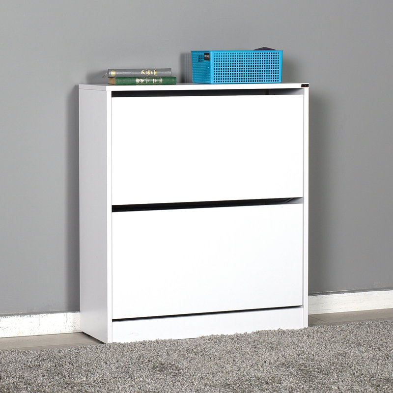 12 Pair Flip Down Shoe Storage, White