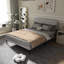 Grand lit plateforme moderne avec housse en tissu doux et lattes Design élégant pour la chambre à coucher